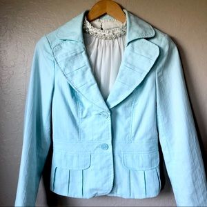 Light Aqua Slim Fit Blazer, Size 2